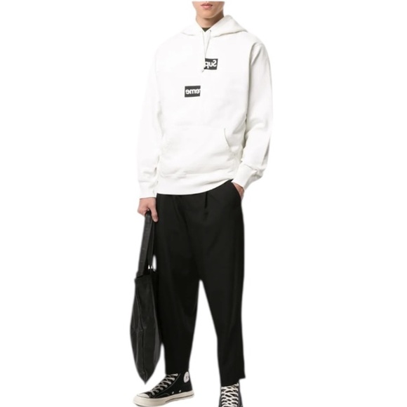 Supreme X Comme Des Garçons White Hoodie Sweatshirt - Picture 1 of 10